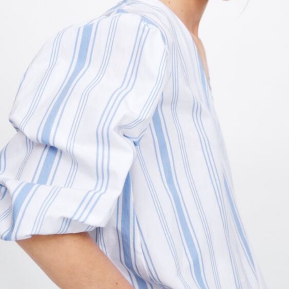 Zara Blue and White Striped Blouse - Picture 2 of 6